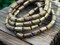 *16* 9x5mm Etched Gold Washed Purple Lustered Jet Black Tube Beads